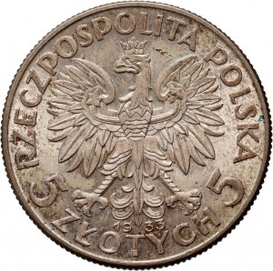 II RP, 5 Zloty 1933, Warschau, Kopf einer Frau