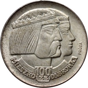 Volksrepublik Polen, 100 Zloty 1966, Mieszko und Dąbrówka, PRÓBA, Silber