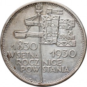 II RP, 5 Zloty 1930, Warschau, Banner, flacher Stempel