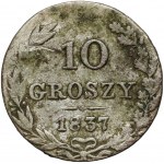 Zabór rosyjski, Mikołaj I, 10 groszy 1837 MW, Warszawa - św. Jerzy bez płaszcza