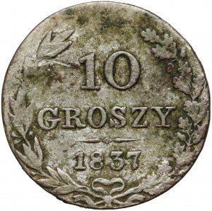 Ruské dělení, Mikuláš I., 10 groszy 1837 MW, Varšava - svatý Jiří bez pláště