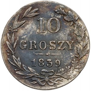 Russian partition, Nicholas I, 10 grosze 1839 MW, Warsaw