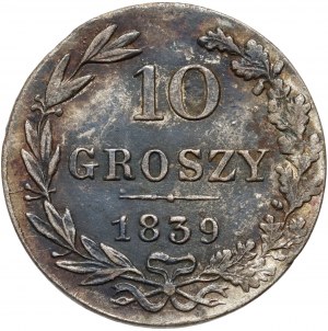 Russische Teilung, Nikolaus I., 10 groszy 1839 MW, Warschau