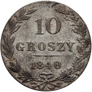 Ruské rozdelenie, Mikuláš I., 10. groszy 1840 MW, Varšava