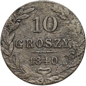 Partizione russa, Nicola I, 10 groszy 1840 MW, Varsavia - punto dopo GROSZY