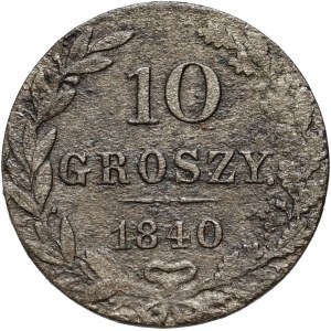 Zabór rosyjski, Mikołaj I, 10 groszy 1840 MW, Warszawa - kropka po GROSZY