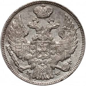 Russische Teilung, Nikolaus I., 15 Kopeken = 1 Zloty 1836 MW, Warschau - schwacher Bruchstrich sichtbar