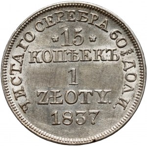 Ruské dělení, Mikuláš I., 15 kopějek = 1 zlotý 1837 MW, Varšava - uzavřeno 5 v nominální hodnotě