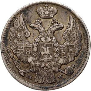 Partage russe, Nicolas Ier, 15 kopecks = 1 zloty 1838 MW, Varsovie - pas de point après la date