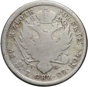 Kongresové kráľovstvo, Alexander I, 2 zloty 1820 IB, Varšava - variant s vyčnievajúcim okrajom