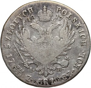 Królestwo Kongresowe, Aleksander I, 5 złotych 1817 IB, Warszawa - dwa rzędy piór w ogonie orła, mała korona