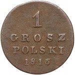 Królestwo Kongresowe, Aleksander I, 1 grosz polski 1816 IB, Warszawa - ogon orła z jednym rzędem piór