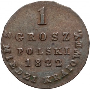 Royaume du Congrès, Alexandre Ier, 1 penny domestique en cuivre 1822 IB, Varsovie - large couronne