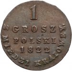 Królestwo Kongresowe, Aleksander I, grosz z miedzi krajowej 1822 IB, Warszawa - szeroka korona