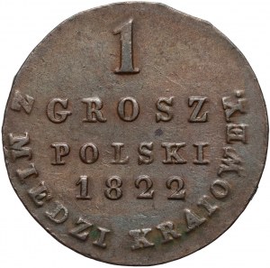 Kongress Königreich, Alexander I., 1 inländischer Kupferpfennig 1822 IB, Warschau - breite Krone