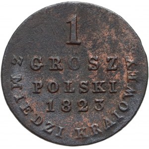 Kongresové království, Alexander I, 1 domácí měděný peníz 1823 IB, Varšava
