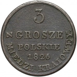 Kongresové království, Mikuláš I., 3 domácí měděné groše 1826 IB, Varšava