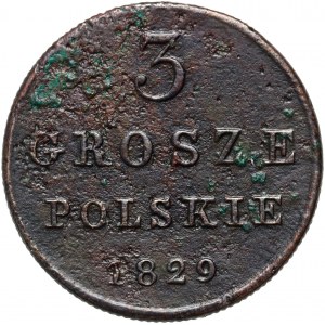 Królestwo Kongresowe, Mikołaj I, 3 grosze polskie 1829 FH, Warszawa