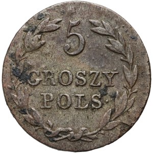 Royaume du Congrès, Nicolas Ier, 5 groszy 1827 FH, Varsovie - variété avec petite date
