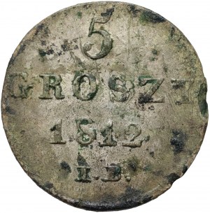 Księstwo Warszawskie, Fryderyk August I, 5 groszy 1812 IB, Warszawa - orzeł innego kształtu