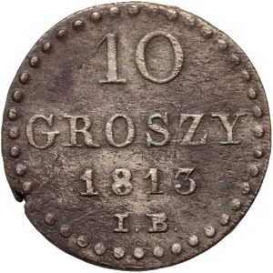 Varšavské kniežatstvo, Fridrich August I., 10 groszy 1813 IB, Varšava - písmeno G a číslo 3 v inom tvare