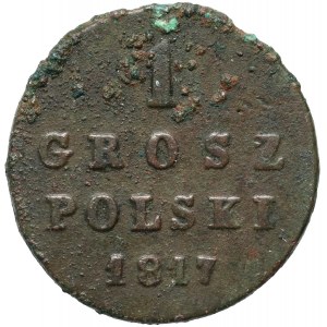 Królestwo Kongresowe, Aleksander I, 1 grosz polski 1817 IB, Warszawa - ogon z dwoma rzędami piór