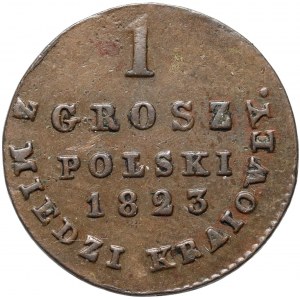 Regno del Congresso, Alessandro I, 1 penny di rame nazionale 1823 IB, Varsavia - corona larga