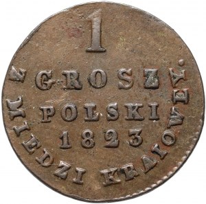 Kongresové kráľovstvo, Alexander I., 1 domáci medený groš 1823 IB, Varšava - široká koruna