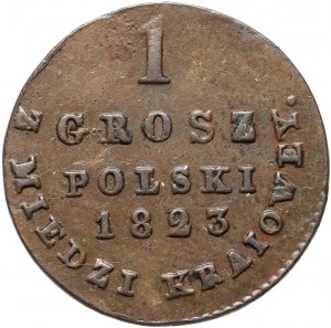 Royaume du Congrès, Alexandre Ier, 1 penny domestique en cuivre 1823 IB, Varsovie - large couronne