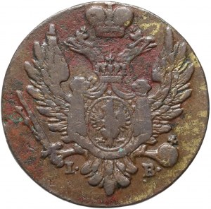 Kongress Königreich, Alexander I., 1 inländischer Kupferpfennig 1823 IB, Warschau - breite Krone