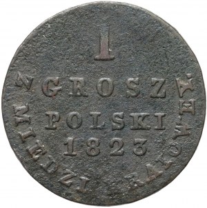 Regno del Congresso, Alessandro I, 1 penny di rame nazionale 1823 IB, Varsavia - corona stretta