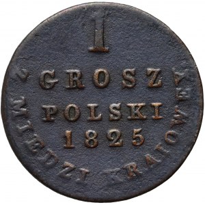 Kongresové království, Alexander I., 1 domácí měděný peníz 1825 IB, Varšava - široká koruna