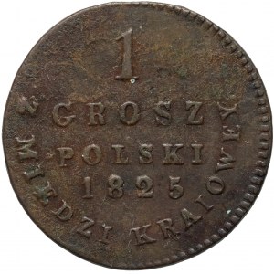 Królestwo Kongresowe, Aleksander I, 1 grosz z miedzi krajowej 1825 IB, Warszawa - wąska korona