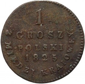Royaume du Congrès, Alexandre Ier, 1 penny domestique en cuivre 1825 IB, Varsovie - couronne étroite