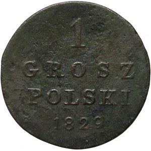 Królestwo Kongresowe, Mikołaj I, 1 grosz polski 1829 FH, Warszawa - litery i cyfry mniejsze