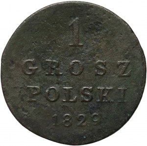 Królestwo Kongresowe, Mikołaj I, 1 grosz polski 1829 FH, Warszawa - litery i cyfry mniejsze