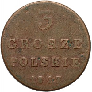 Royaume du Congrès, Alexandre Ier, 3 pennies 1817 IB, Varsovie