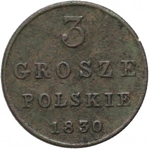 Królestwo Kongresowe, Mikołaj I, 3 grosze polskie 1830 FH, Warszawa