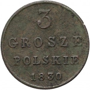 Kongresové kráľovstvo, Nicholas I, 3 Polish grosze 1830 FH, Warsaw