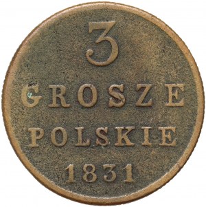 Królestwo Kongresowe, Mikołaj I, 3 grosze polskie 1831 KG, Warszawa