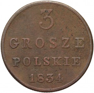 Królestwo Kongresowe, Mikołaj I, 3 grosze polskie 1834 IP, Warszawa