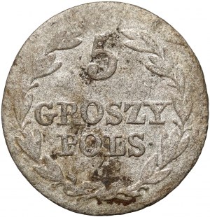 Kongresové kráľovstvo, Mikuláš I., 5 groszy 1827 FH, Varšava - veľký dátum, malé iniciály