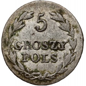 Kongresové kráľovstvo, Mikuláš I., 5 groszy 1827 FH, Varšava - veľký dátum a iniciály