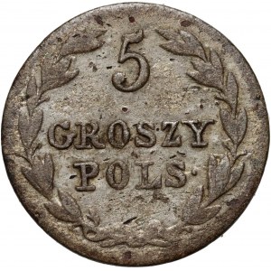 Kongresové království, Mikuláš I., 5 groszy 1829 FH, Varšava - iniciály a datum odlišným písmem