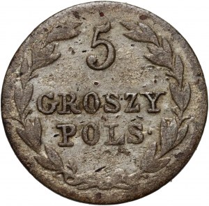 Królestwo Kongresowe, Mikołaj I, 5 groszy 1829 FH, Warszawa - inicjały i data inną czcionką