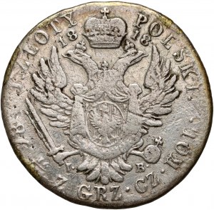 Kongresové kráľovstvo, Alexander I, 1 zloty 1818 IB, Varšava