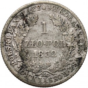 Królestwo Kongresowe, Mikołaj I, 1 złoty 1832 KG, Warszawa - duża głowa