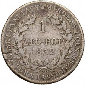 Królestwo Kongresowe, Mikołaj I, 1 złoty 1832 KG, Warszawa - mała głowa