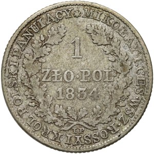 Kongresové kráľovstvo, Mikuláš I., 1 zloty 1834 IP, Varšava