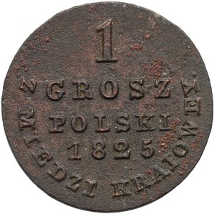 Royaume du Congrès, Alexandre Ier, 1 penny domestique en cuivre 1825 IB, Varsovie - large couronne